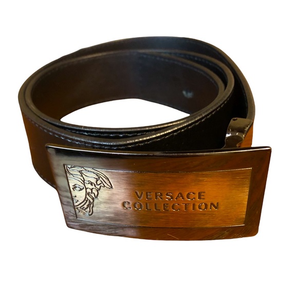 Versace Collection Black Leather Belt - Picture 1 of 15